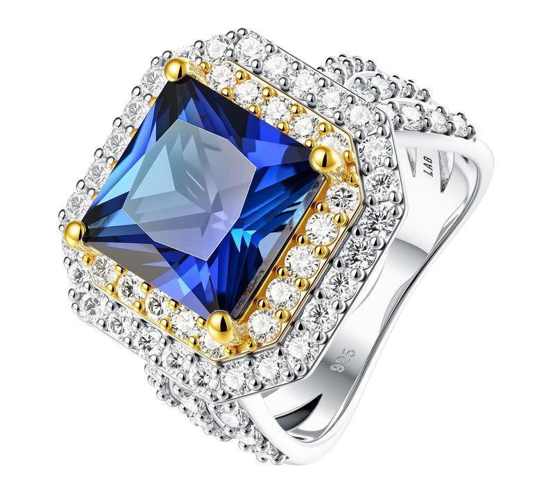 Fire Light Lab Grown Diamond & Blue Sapphire Ring, Sterling — View 6
