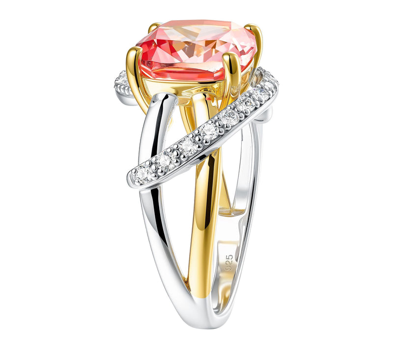 Fire Light Grown Diamond & Padparascha SapphireRing, Sterling — View 3
