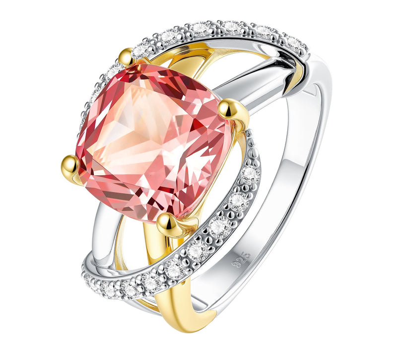 Fire Light Grown Diamond & Padparascha SapphireRing, Sterling — View 6