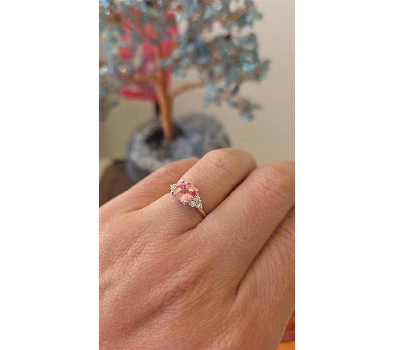 Fire Light Lab Grown Diamond & Padparadscha Ring, Sterling — View 4