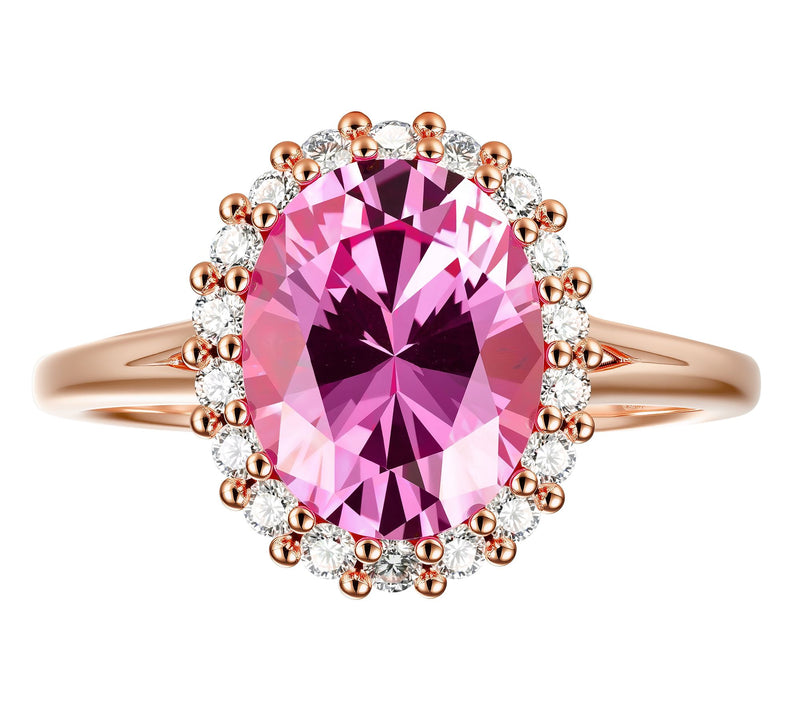 Fire Light Lab Grown Diamond Halo & Sapphire Ring, Sterling — View 2