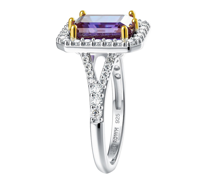 Fire Light Grown Diamond & Emerald AlexandriteRing, Sterling — View 3