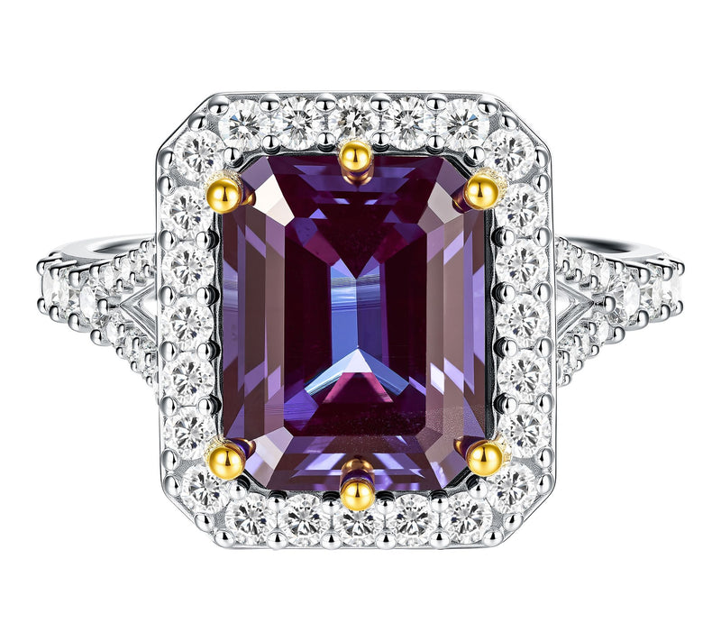Fire Light Grown Diamond & Emerald AlexandriteRing, Sterling — View 2