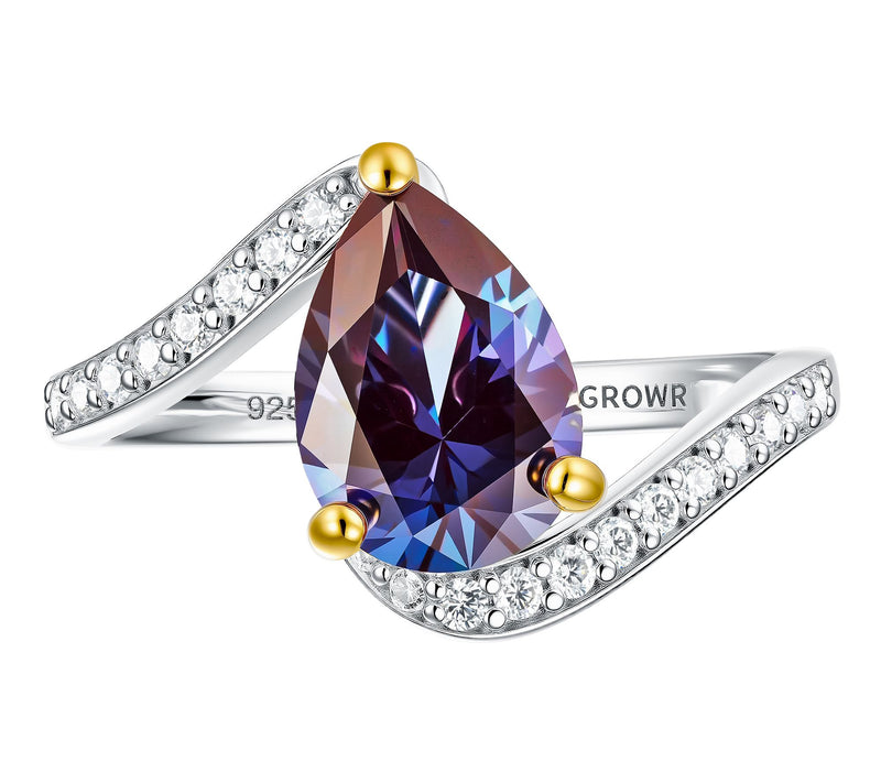 Fire Light Lab Grown Diamond & Pear AlexandriteRing, Sterling — Main view