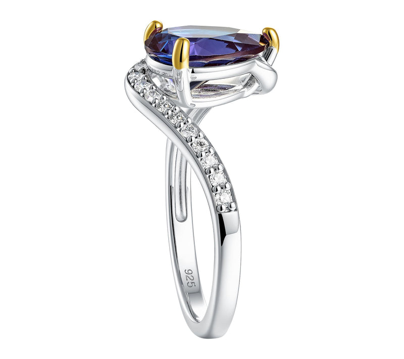 Fire Light Lab Grown Diamond & Pear AlexandriteRing, Sterling — View 3