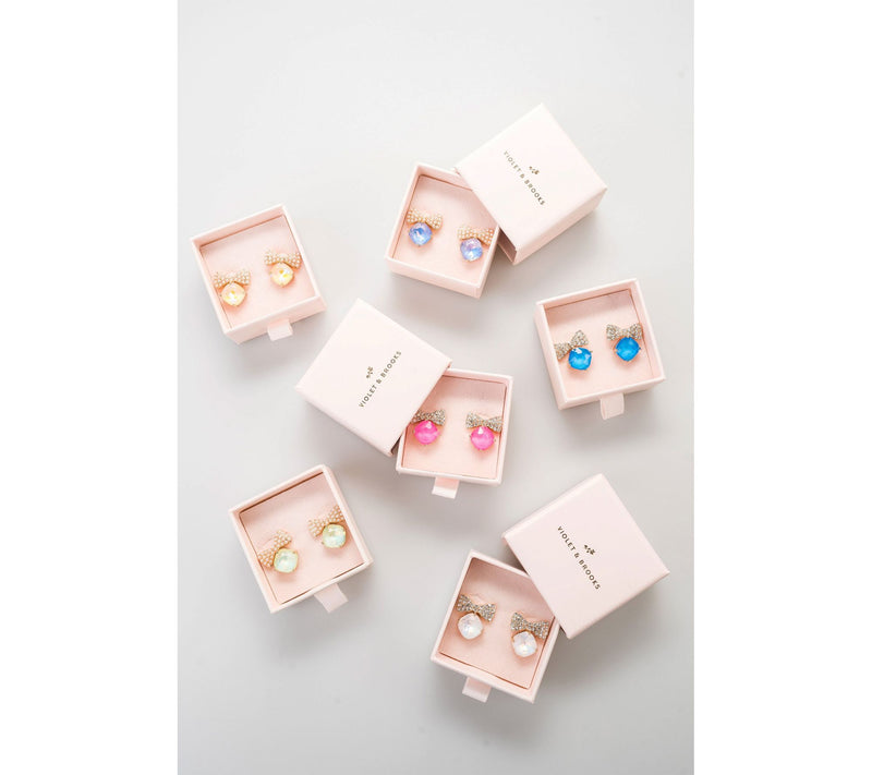 Violet & Brooks Bow Tie Crystal Stud Earrings — View 3