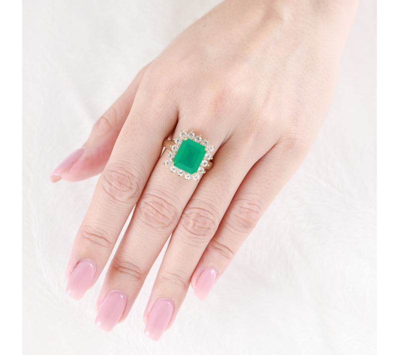 Ariva 18K Gold Clad Green Chalcedony & Topaz Vivien Ring — View 5