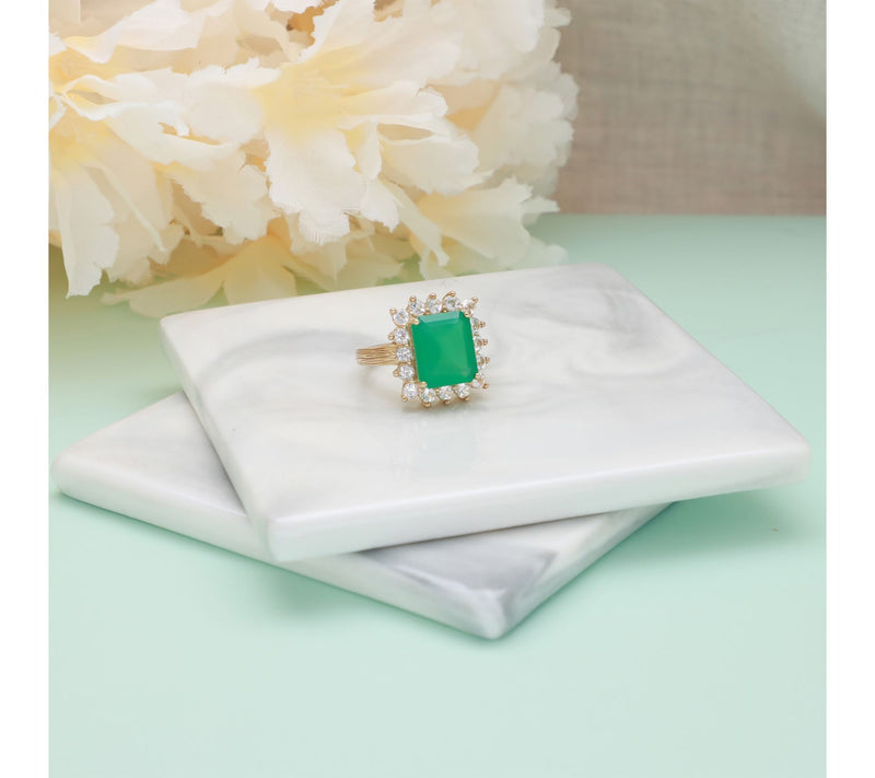 Ariva 18K Gold Clad Green Chalcedony & Topaz Vivien Ring — View 4