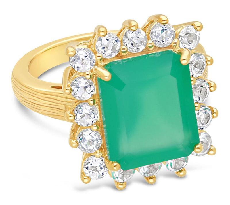 Ariva 18K Gold Clad Green Chalcedony & Topaz Vivien Ring — Main view