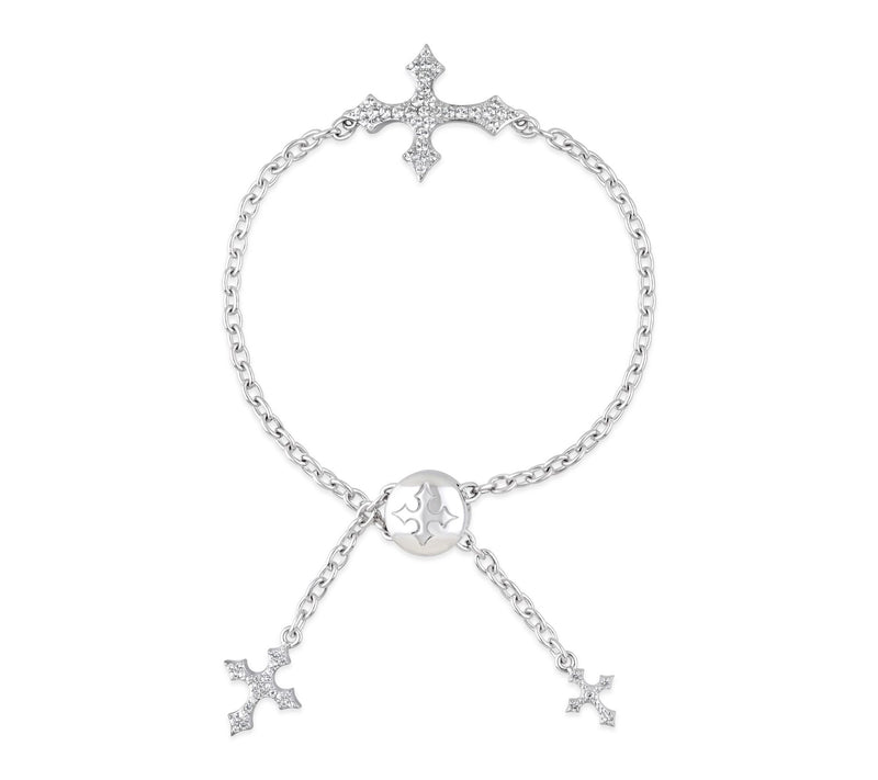Margo Manhattan Sterling Silver Topaz FAITH Cross Bracelet — View 2