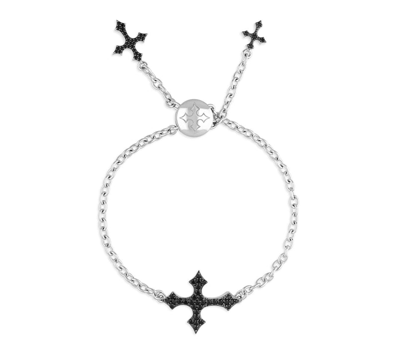 Margo Manhattan Sterling Black Spinel FAITH Cross Bracelet — Main view