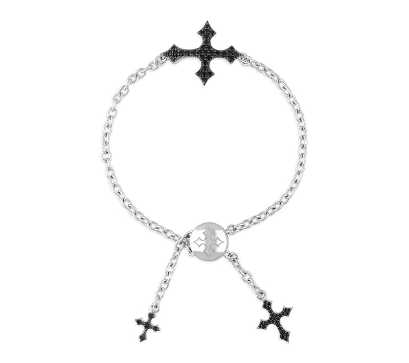Margo Manhattan Sterling Black Spinel FAITH Cross Bracelet — View 2