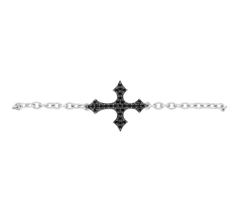 Margo Manhattan Sterling Black Spinel FAITH Cross Bracelet — View 3