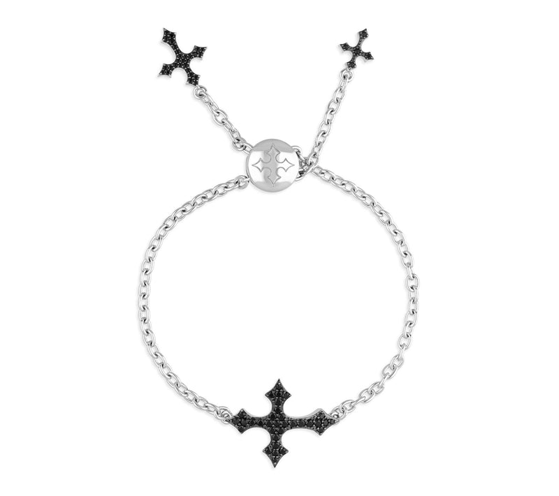 Margo Manhattan Sterling Black Spinel FAITH Cross Bracelet — View 6