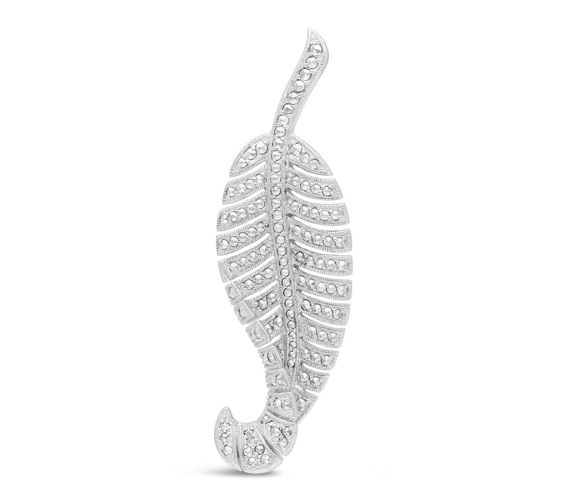 Dallas Prince Sterling Chrome Marcasite VintageFeather Brooch — View 6