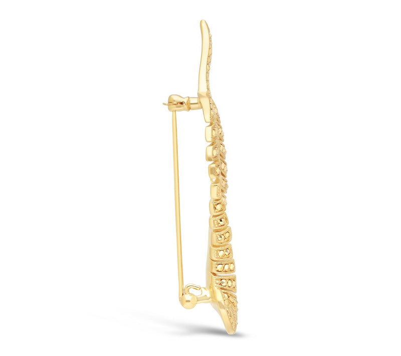 Dallas Prince 14k Gold Clad Chrome Marcasite Feather Brooch — View 2