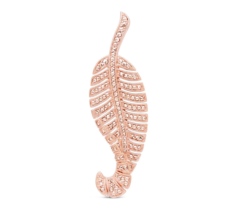 Dallas Prince 14k Gold Clad Chrome Marcasite Feather Brooch — View 9