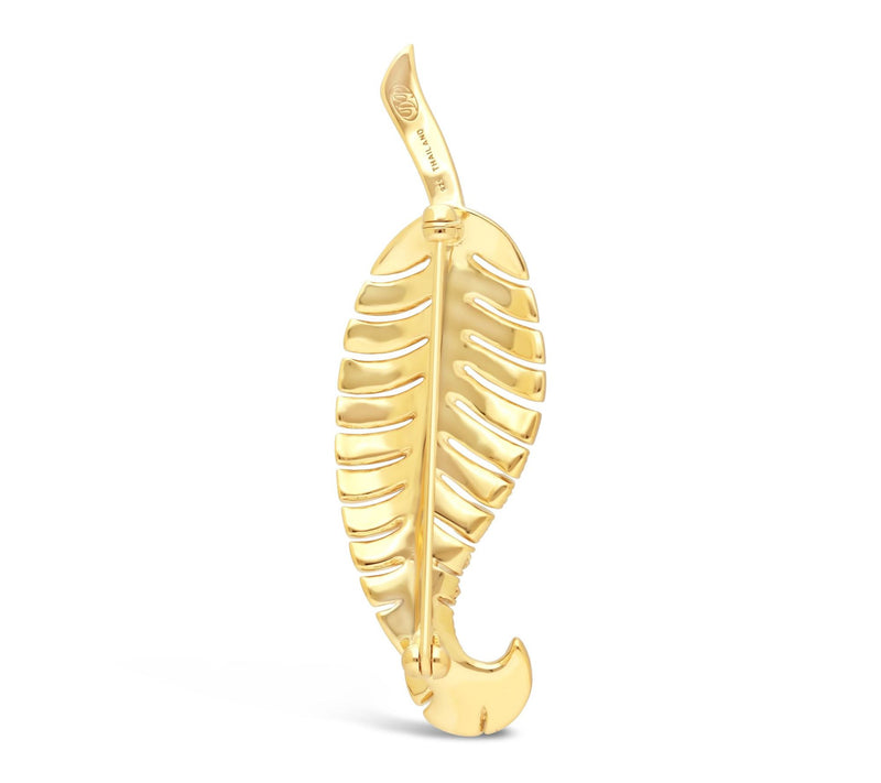 Dallas Prince 14k Gold Clad Chrome Marcasite Feather Brooch — View 3