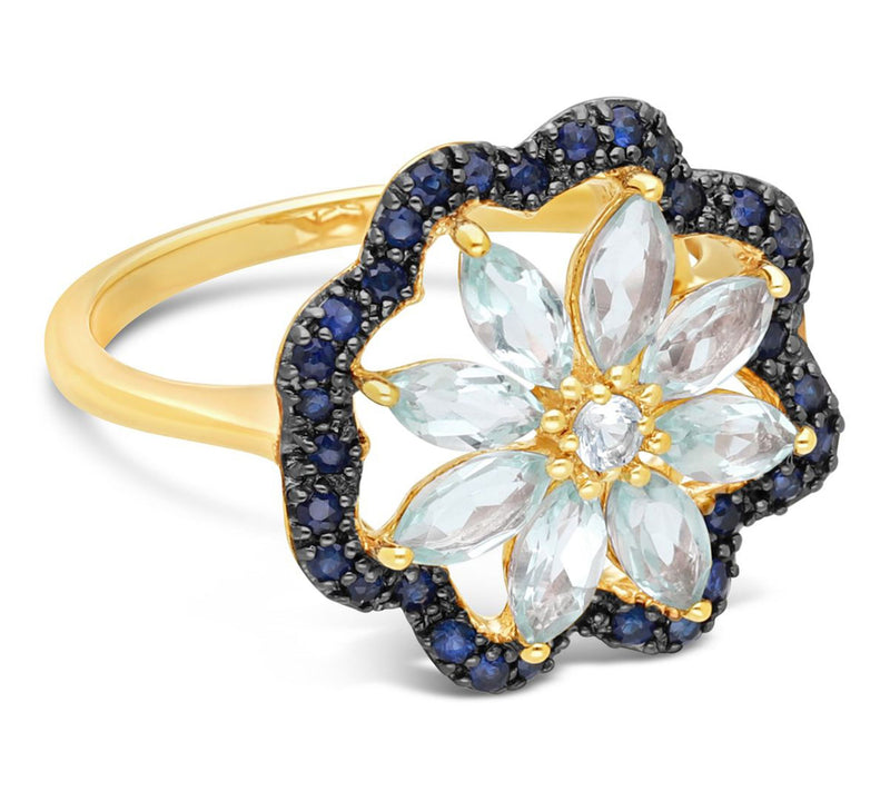 Ariva 18K Gold Clad Sapphire & Topaz Zinnia Ring — Main view
