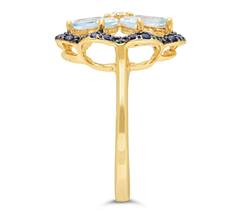 Ariva 18K Gold Clad Sapphire & Topaz Zinnia Ring — View 3