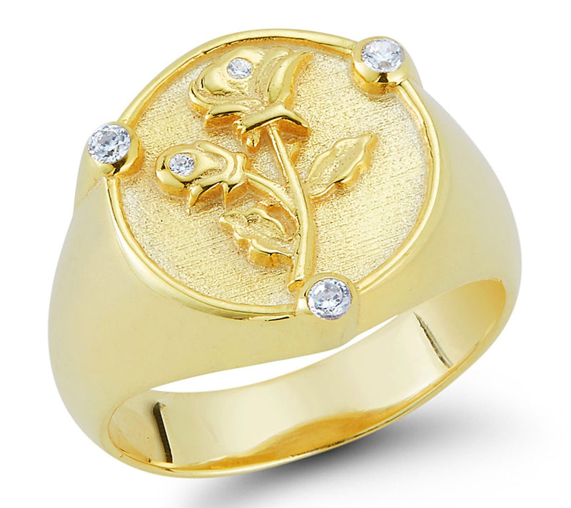 Sterlina Silver Rose Signet Ring, Sterling — Main view