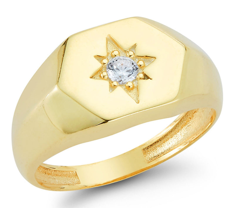 Sterlina Silver CZ Accent Star Signet Ring, Sterling — Main view