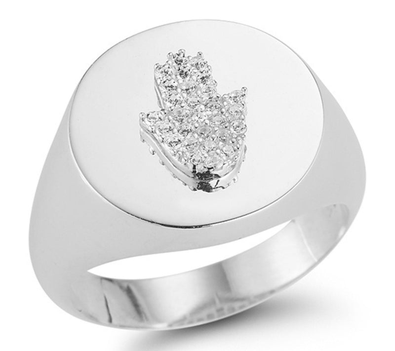 Sterlina Silver Pave Hamsa Hand Signet Ring, Sterling — View 7