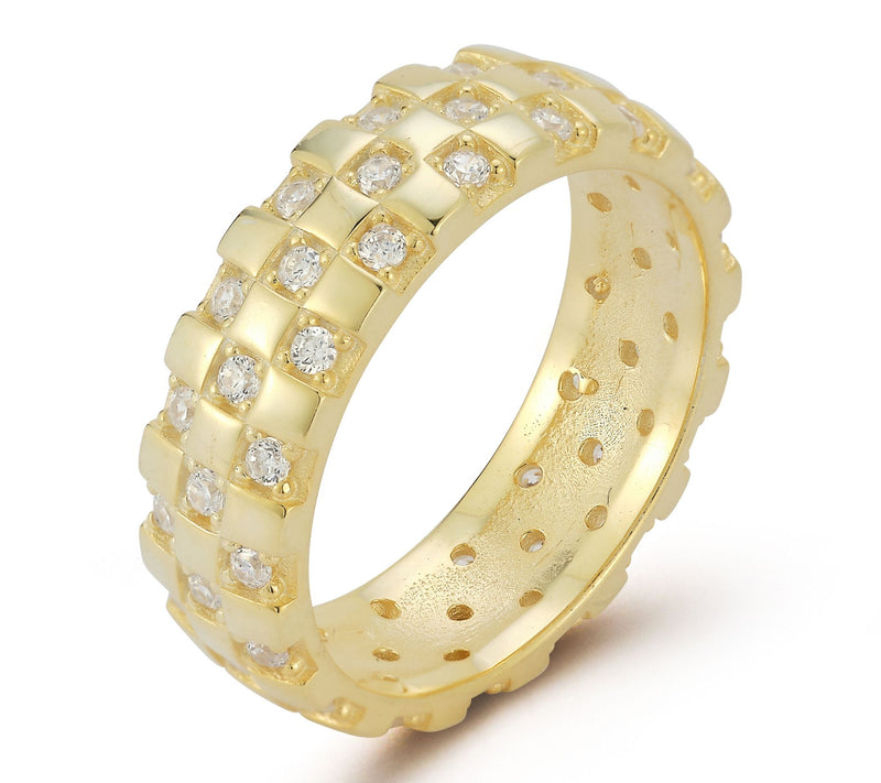 Sterlina Silver Checkered Band Ring, Sterling — View 2