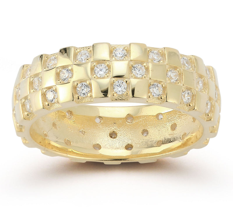 Sterlina Silver Checkered Band Ring, Sterling — View 9
