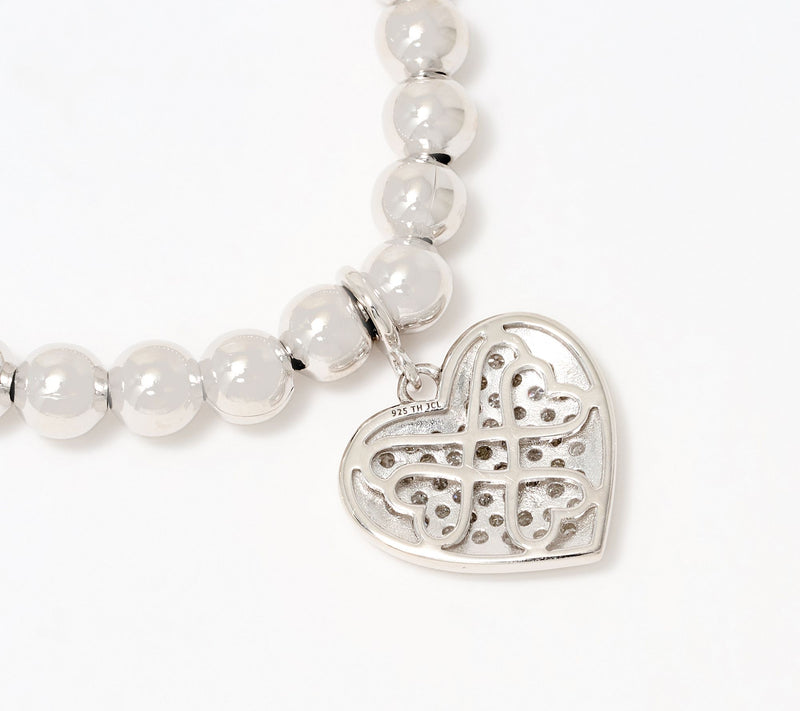 Accents by Affinity .24 cttw Beaded Heart Motif Bolo Bracelet — View 3