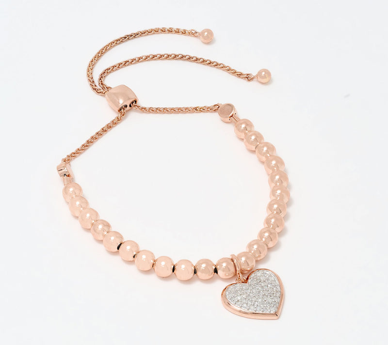 Accents by Affinity .24 cttw Beaded Heart Motif Bolo Bracelet — View 8