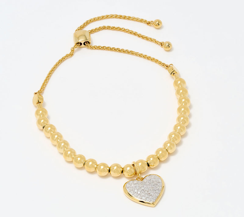 Accents by Affinity .24 cttw Beaded Heart Motif Bolo Bracelet — View 10