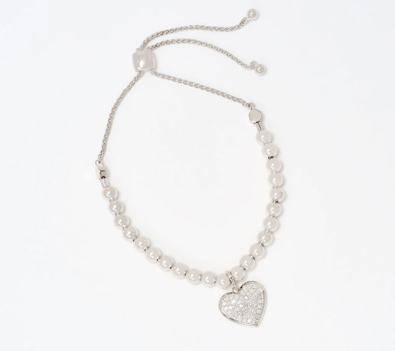 Accents by Affinity .24 cttw Beaded Heart Motif Bolo Bracelet — View 2