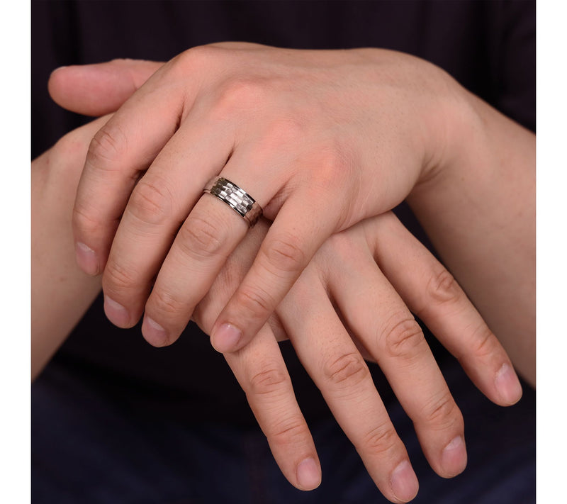 LYNX Men's Stainless Steel Textured Gent's Ring — View 3