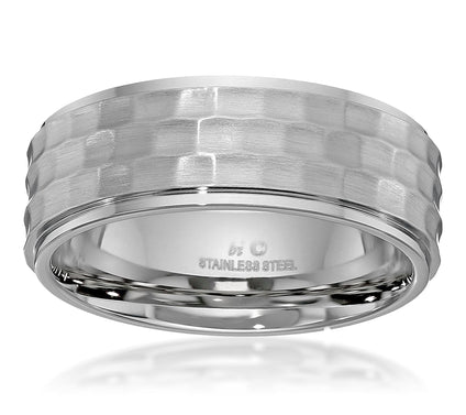 LYNX Men's Stainless Steel Textured Gent's Ring