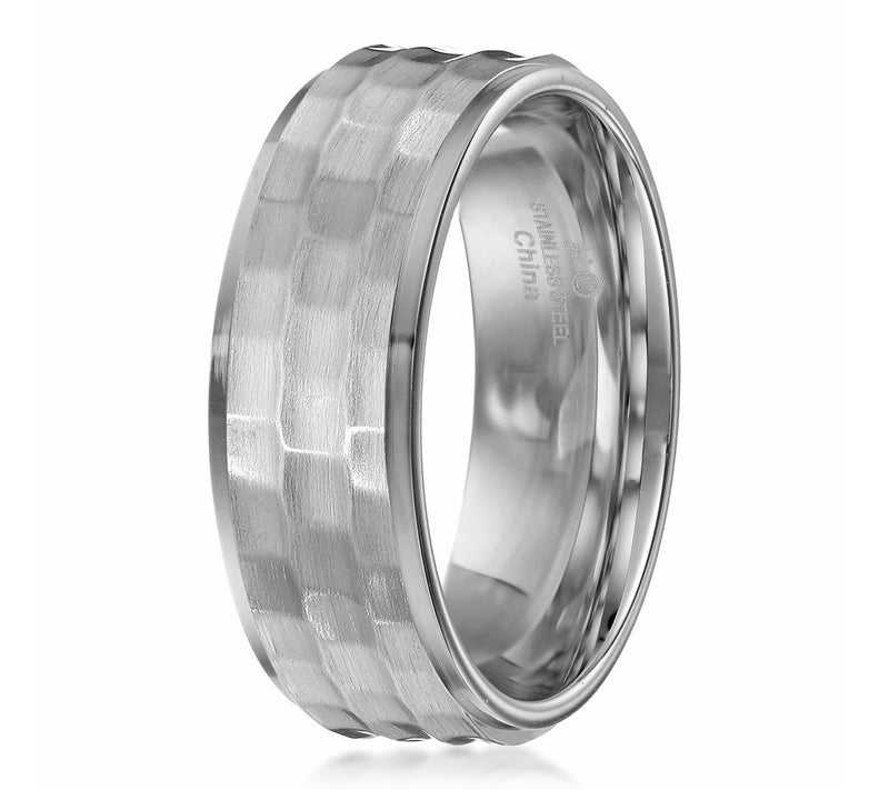 LYNX Men's Stainless Steel Textured Gent's Ring — View 2