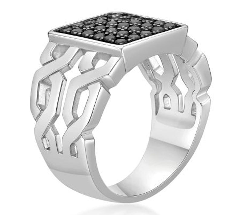 LYNX Men's Sterling Silver Black Spinel Ring — View 2