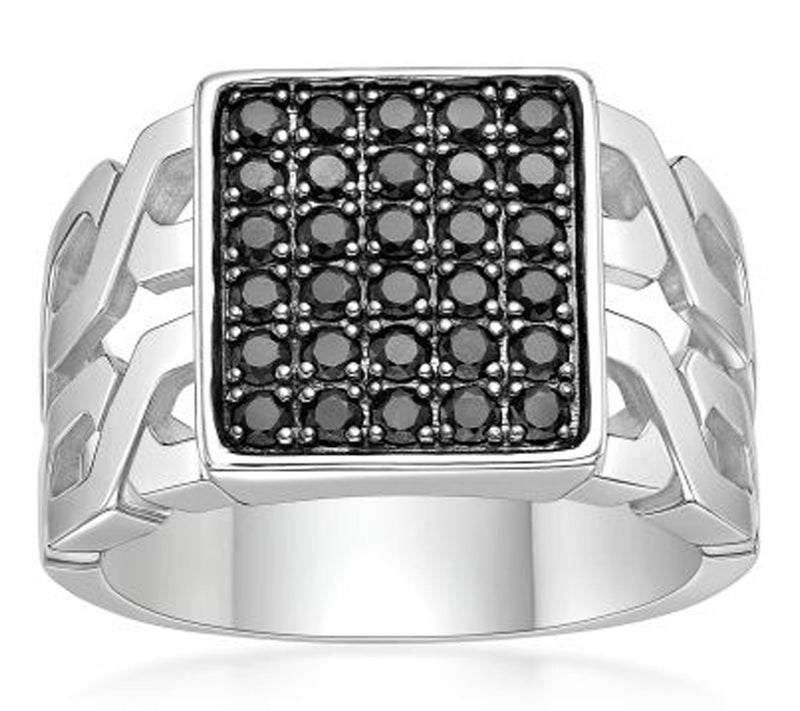 LYNX Men's Sterling Silver Black Spinel Ring — Main view