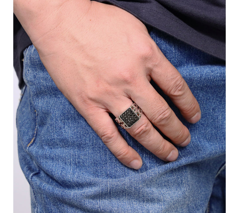 LYNX Men's Sterling Silver Black Spinel Ring — View 5
