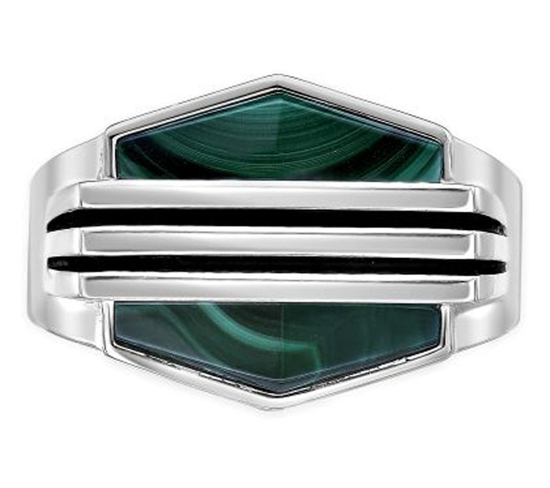 LYNX Men's Sterling Silver Malachite Ring — View 2