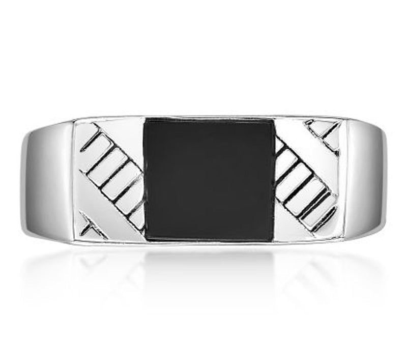 LYNX Men's Sterling Silver Onyx Ring — View 2