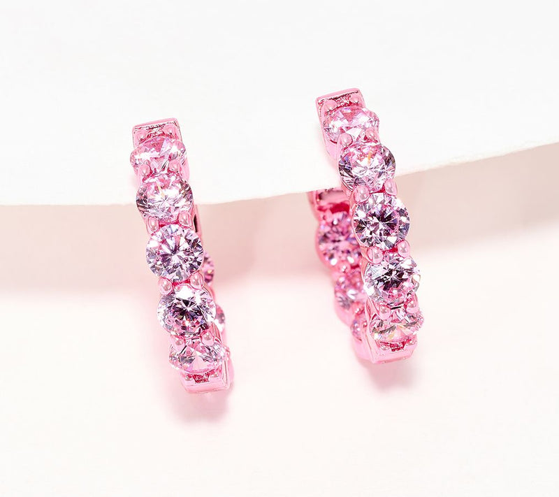 Diamonique x Jennifer Miller Pave Ecoat 1/2" Huggie Hoop Earrings, Sterl — View 10