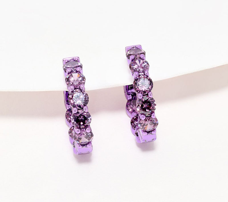 Diamonique x Jennifer Miller Pave Ecoat 1/2" Huggie Hoop Earrings, Sterl — View 11