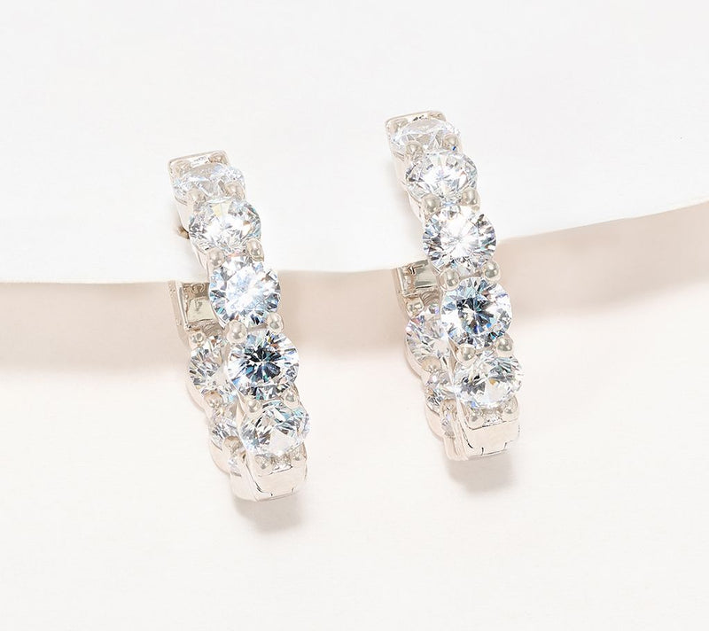 Diamonique x Jennifer Miller Pave Ecoat 1/2" Huggie Hoop Earrings, Sterl — View 12