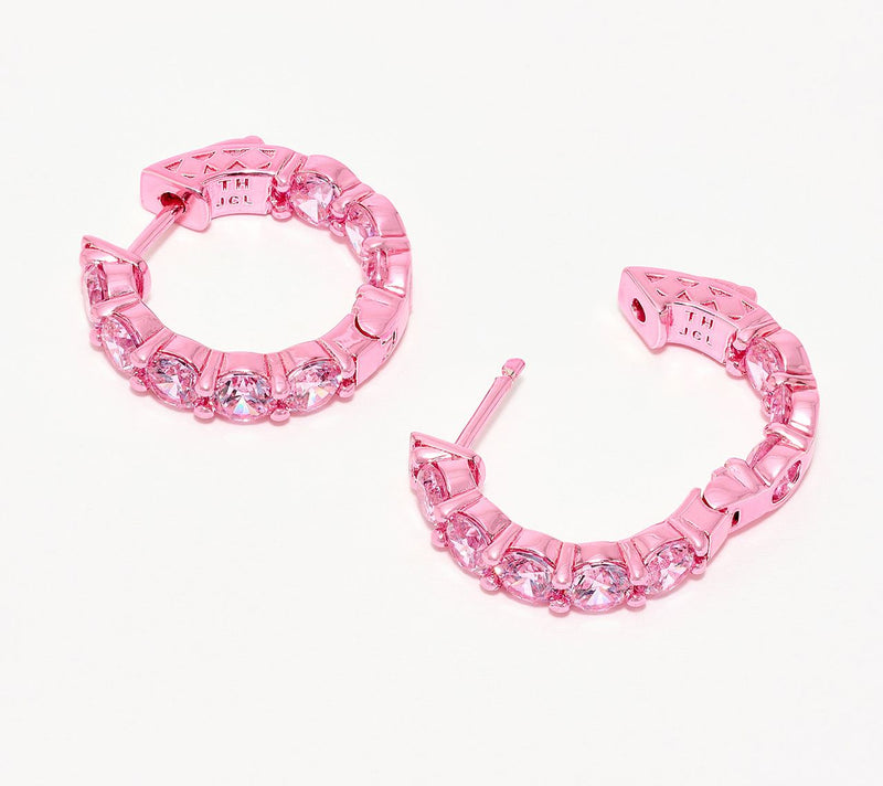 Diamonique x Jennifer Miller Pave Ecoat 1/2" Huggie Hoop Earrings, Sterl — View 2