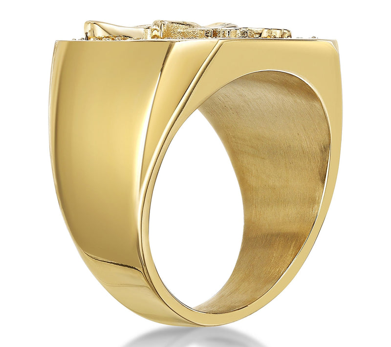 LYNX Men's Goldtone Pave Eagle Signet Ring — View 3