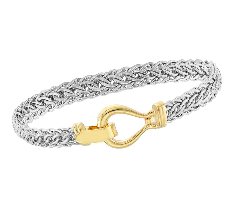 Silver Style Two-Tone Cestina Buckle Clasp Bracelet, Sterling — Main view