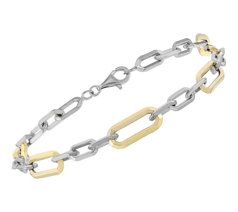 Silver Style Two-Tone Bold Paperclip Link Bracelet, Sterling — Main view