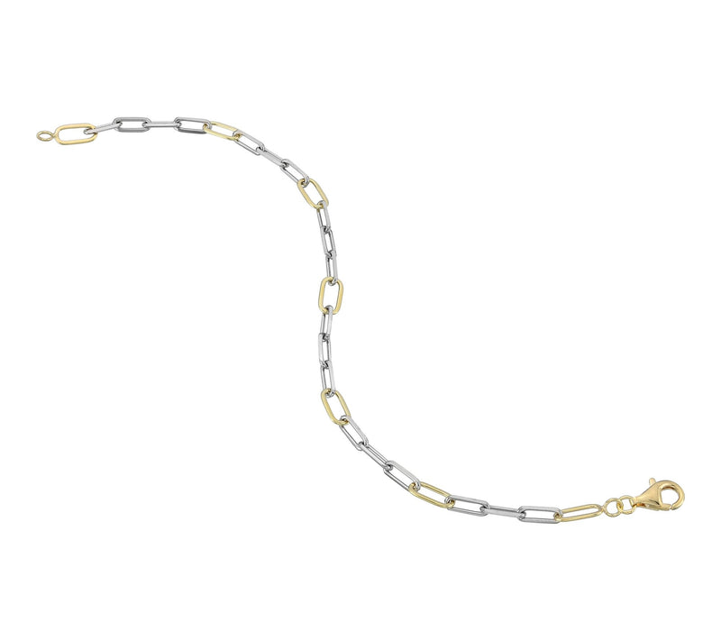 Silver Style Two-Tone Alternating Paperclip Bracelet, Sterling — View 2