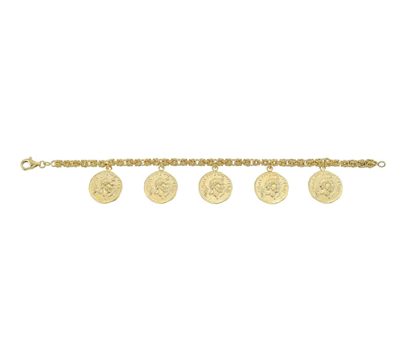 Silver Style Byzantine Coin Charm Bracelet, Sterling — View 6
